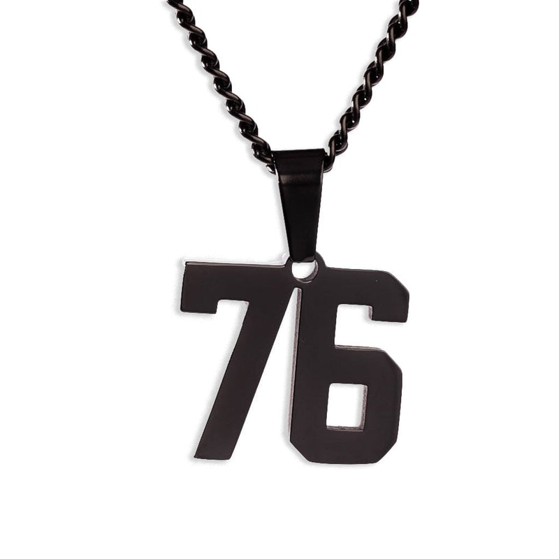 Number Pendant Necklace - Black