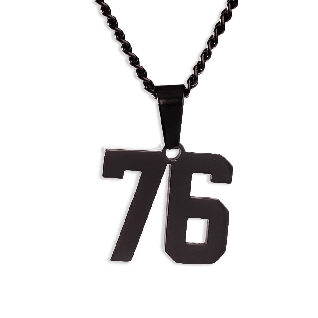 Number Pendant Necklace - Black