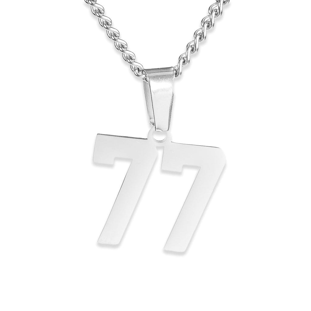Number Pendant Necklace - Silver