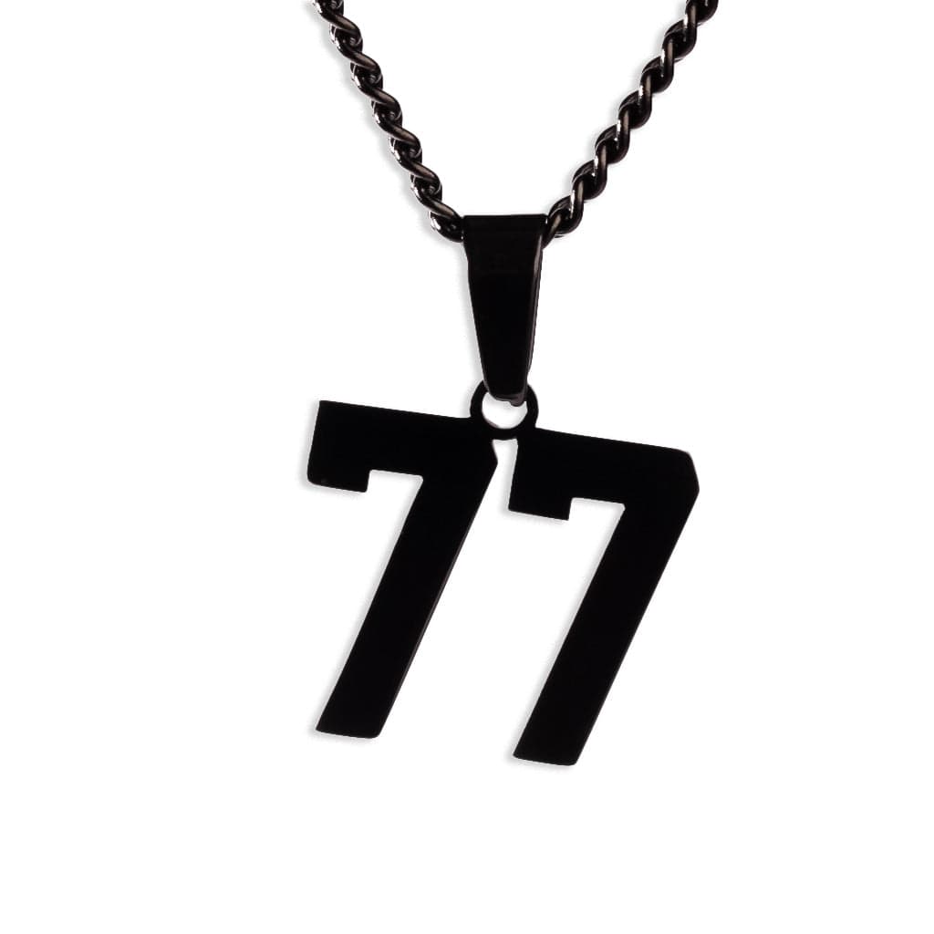 Number Pendant Necklace - Black