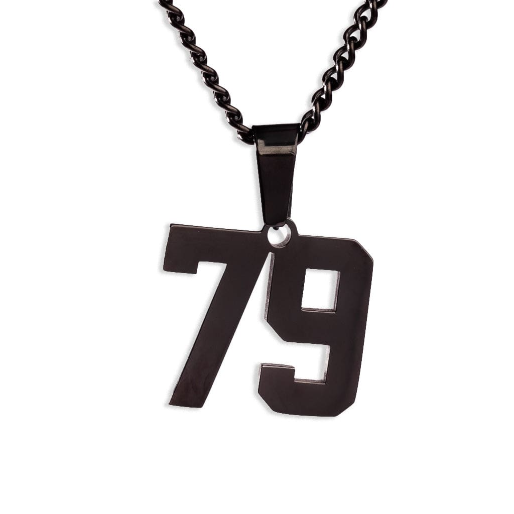 Number Pendant Necklace - Black