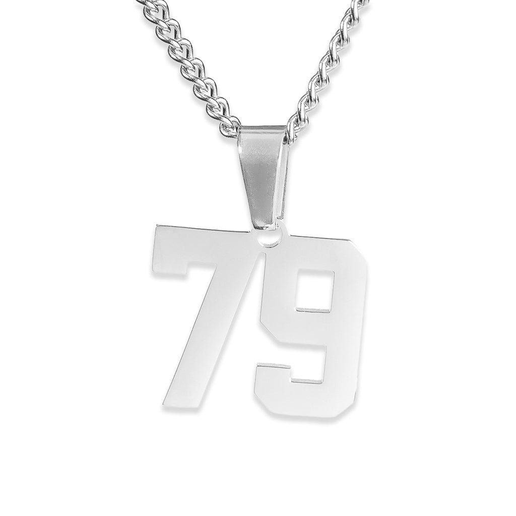 Number Pendant Necklace - Silver