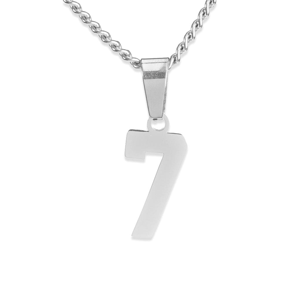 Number Pendant Necklace - Silver