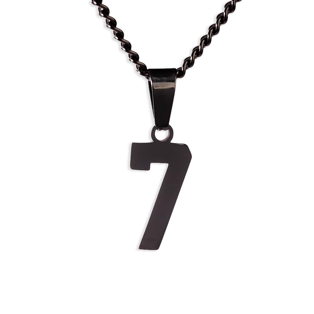 Number Pendant Necklace - Black