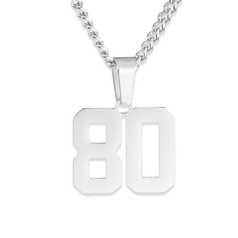 Number Pendant Necklace - Silver