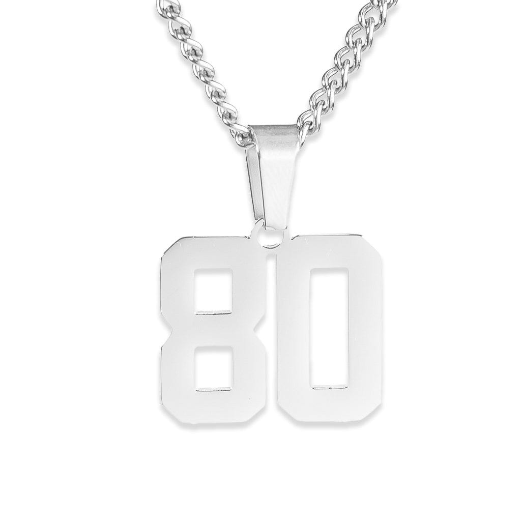 Number Pendant Necklace - Silver