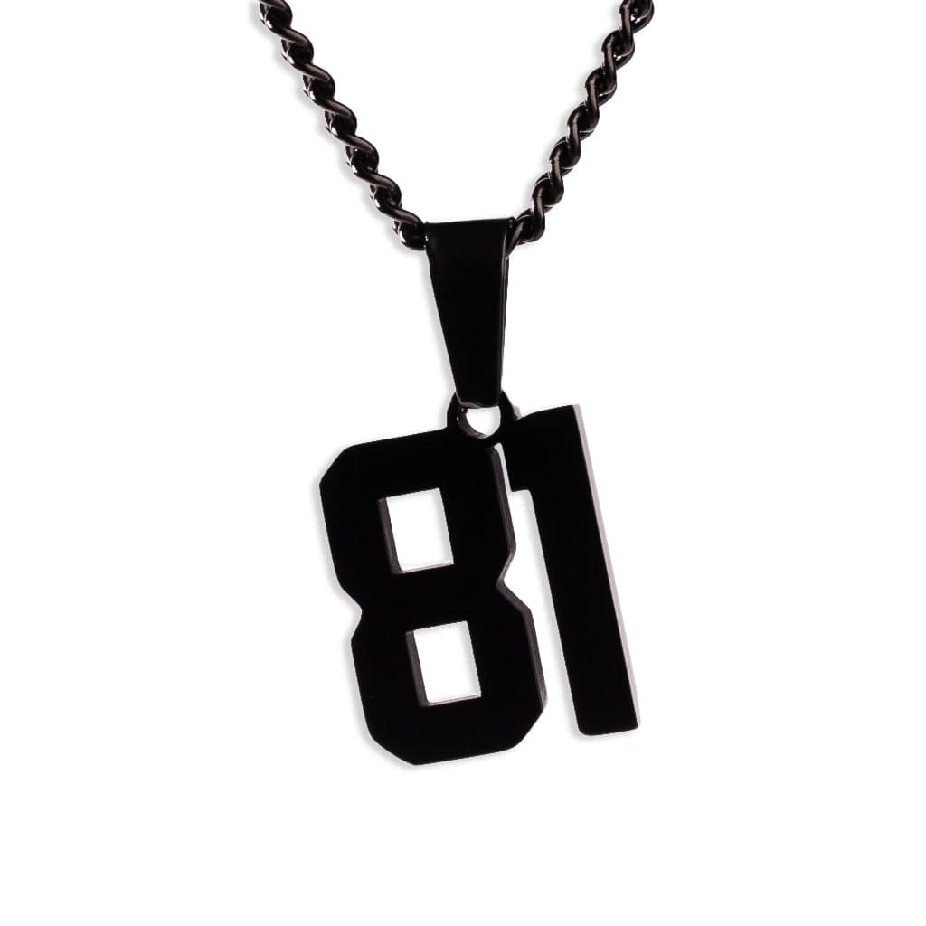 Number Pendant Necklace - Black