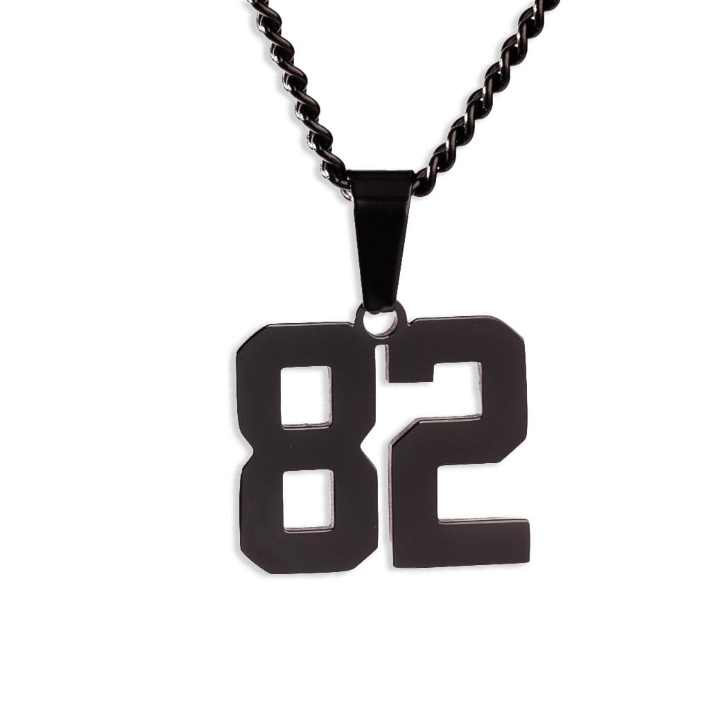 Number Pendant Necklace - Black