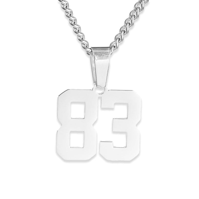 Number Pendant Necklace - Silver