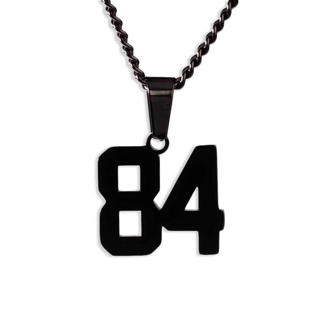 Number Pendant Necklace - Black