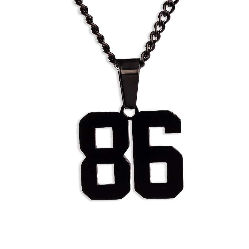 Number Pendant Necklace - Black