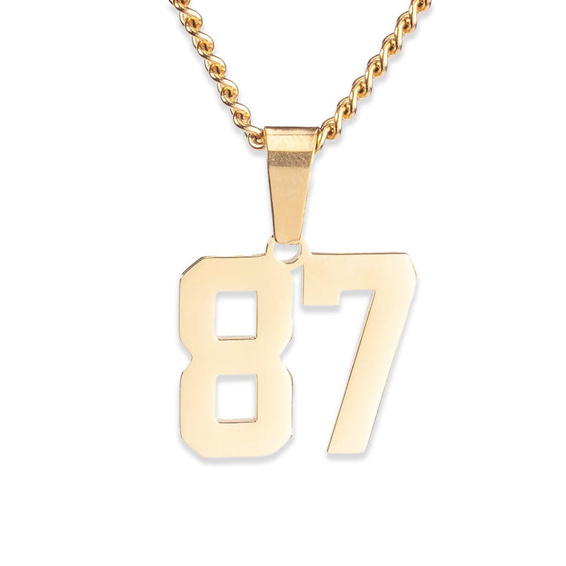 Number Pendant Necklace - Gold