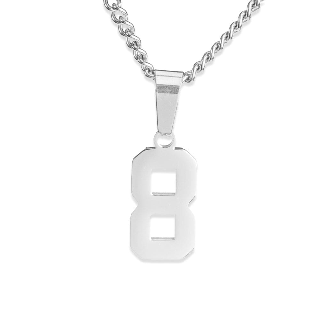 Number Pendant Necklace - Silver