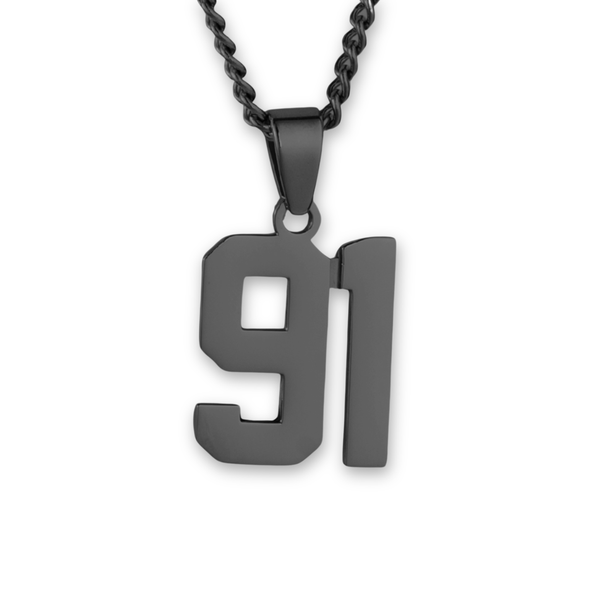 Number Pendant Necklace - Black