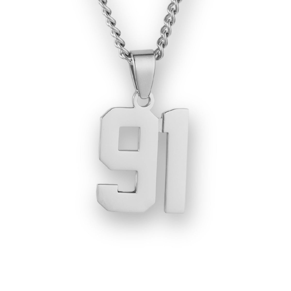 Number Pendant Necklace - Silver