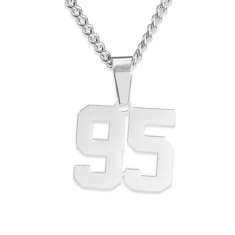 Number Pendant Necklace - Silver