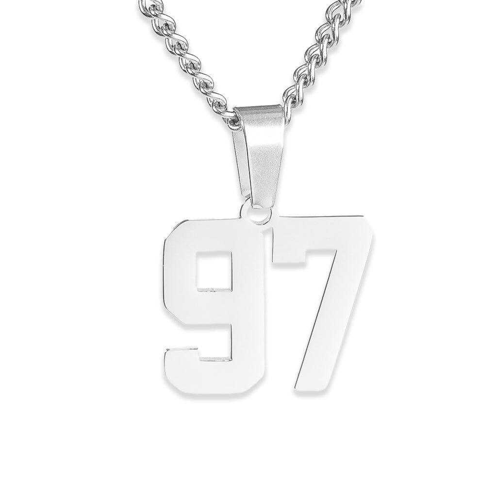 Number Pendant Necklace - Silver