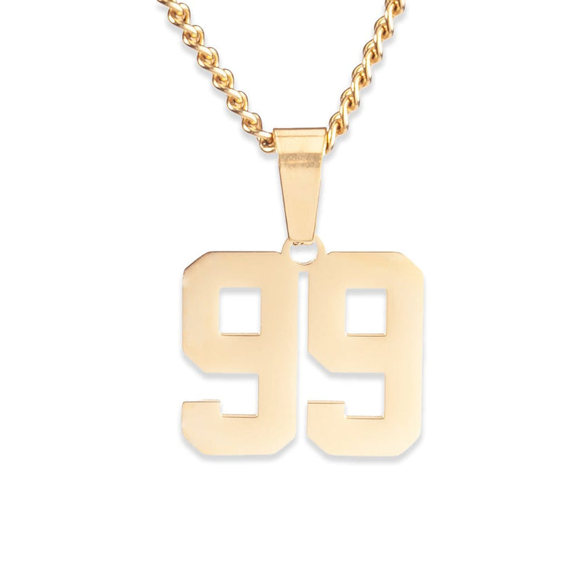 Number Pendant Necklace - Gold