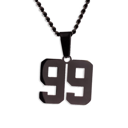 Number Pendant Necklace - Black
