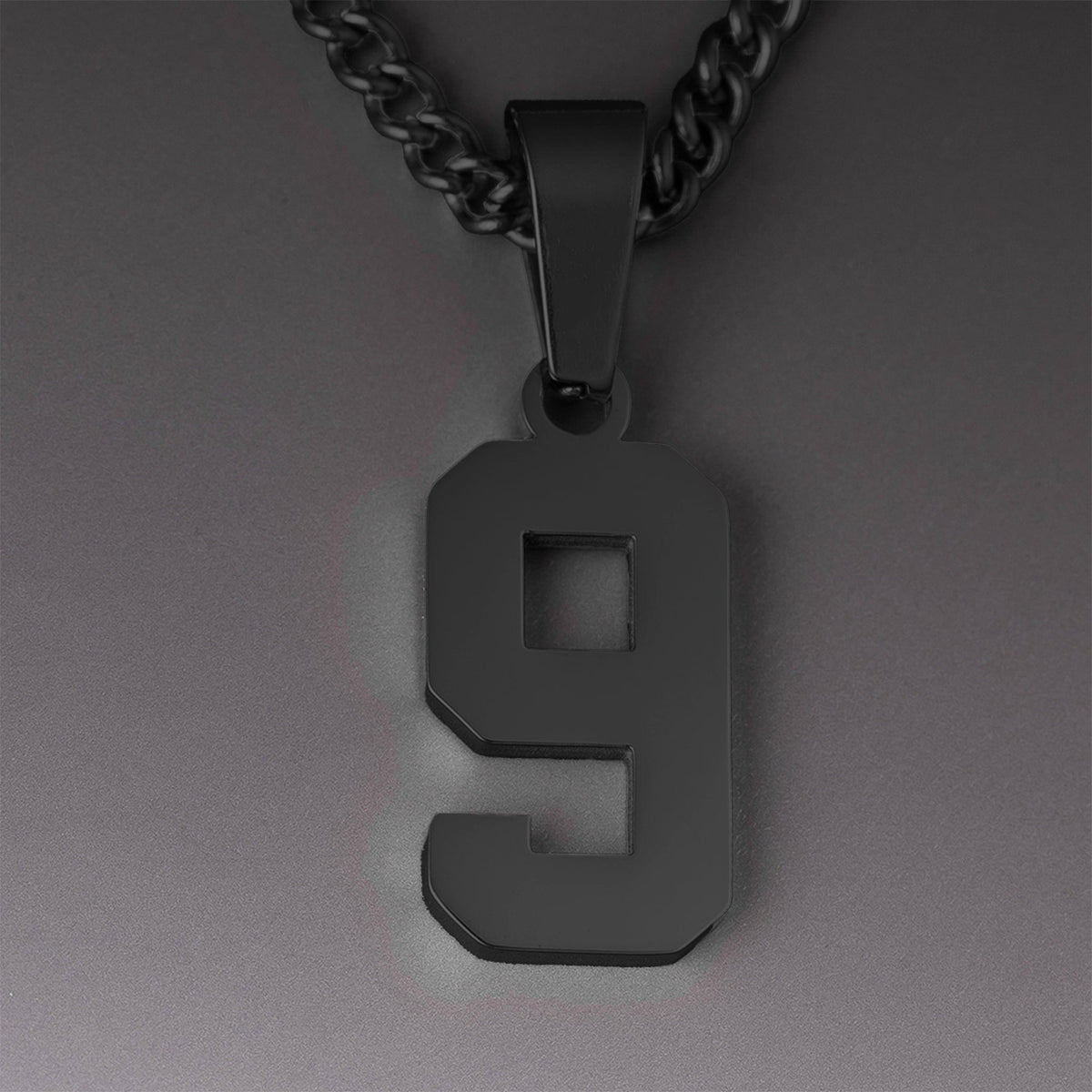 Number Pendant Necklace - Black