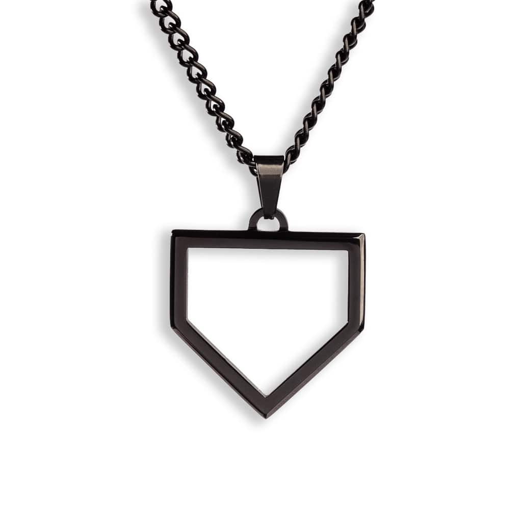 Black Home Plate Pendant and Chain