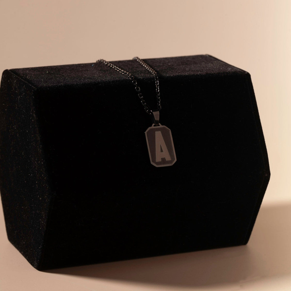 Black Letter Pendant Necklace