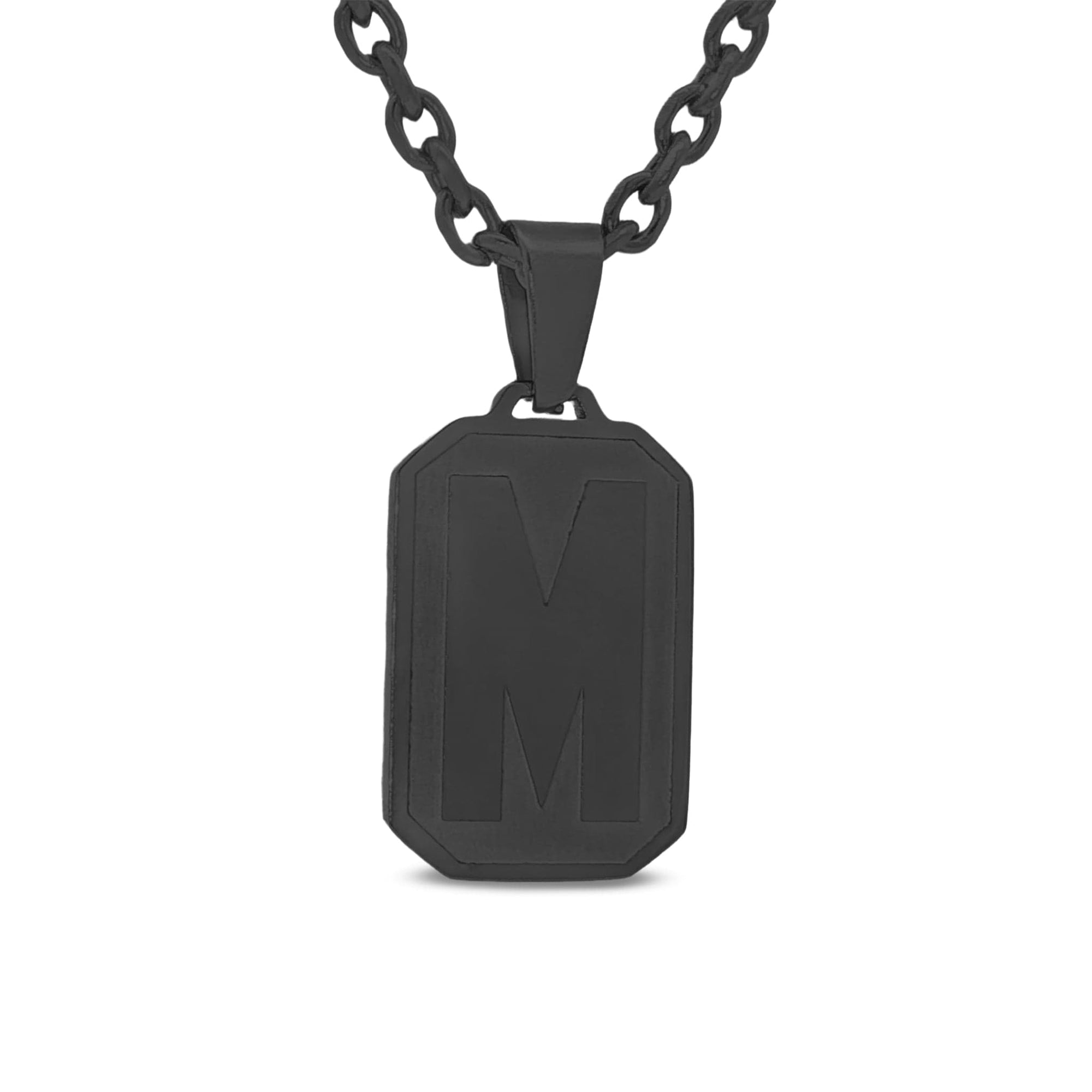 Black Letter Pendant Necklace