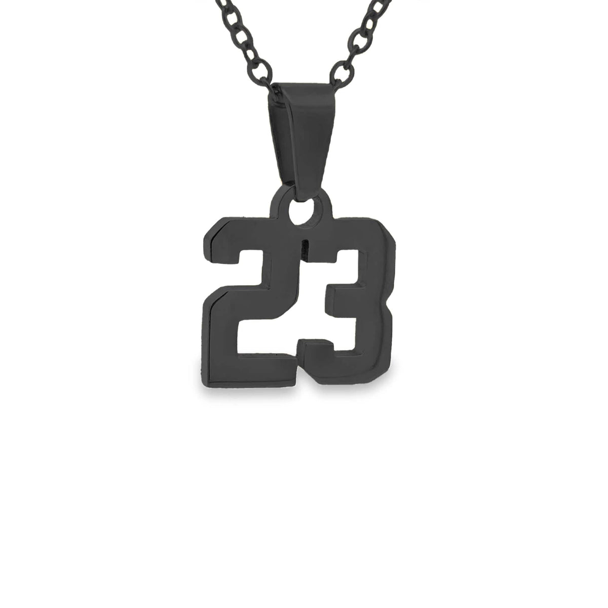 Small Number Pendant Necklace - Black