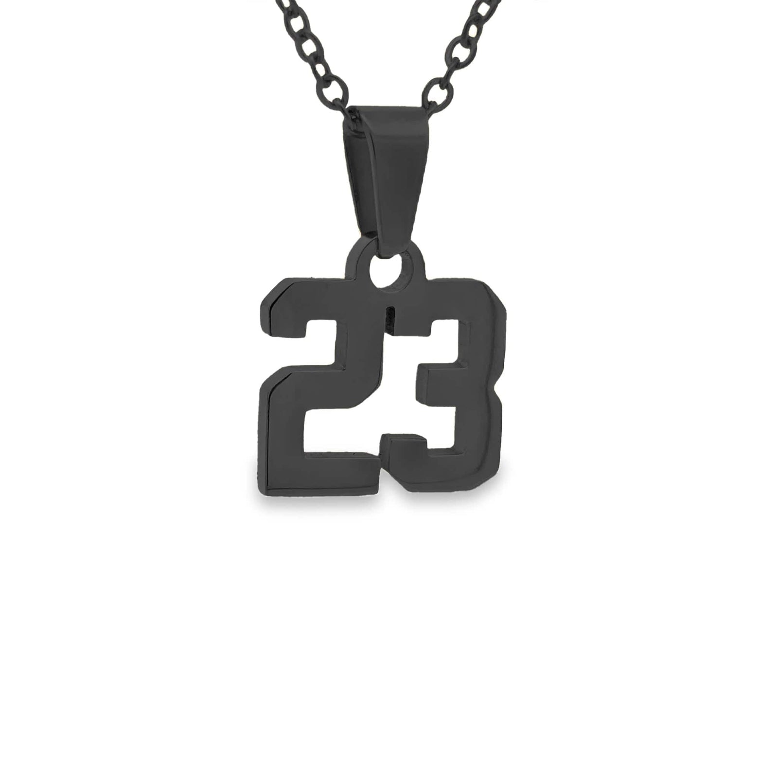 Small Number Pendant Necklace - Black