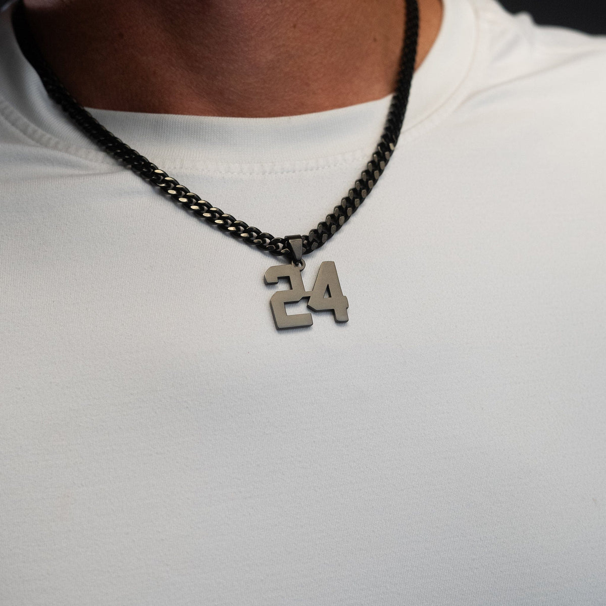 Number Pendant Necklace - Black