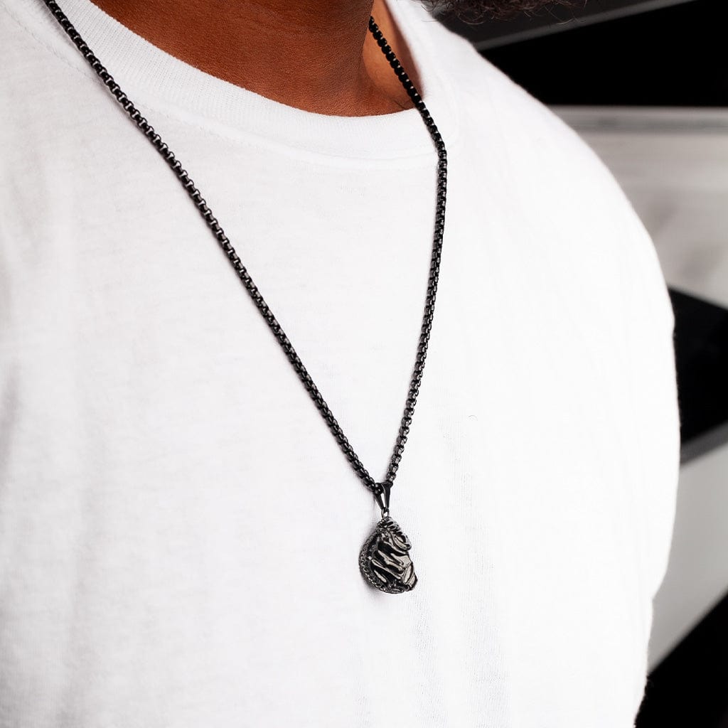 black catchers mitt pendant necklace