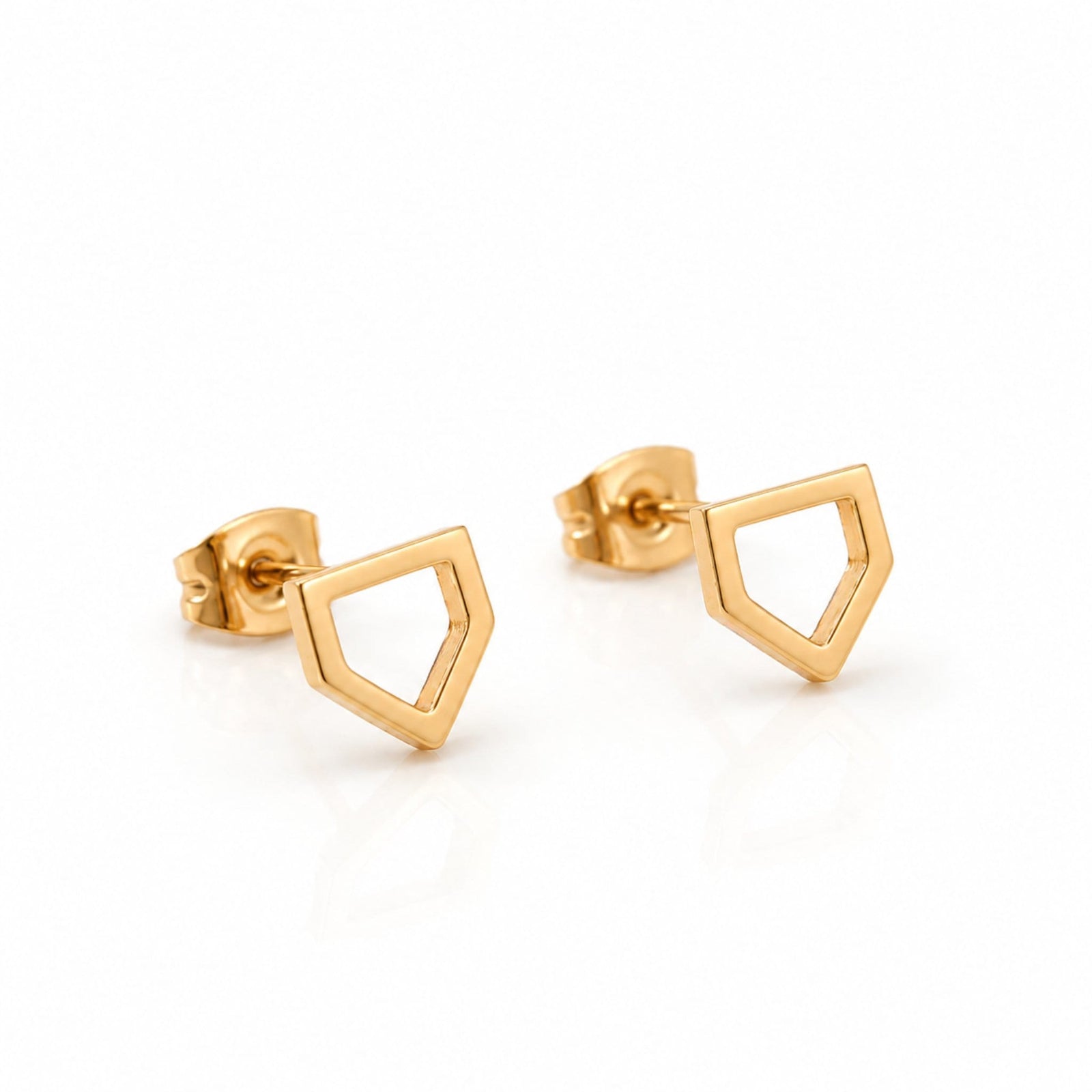home plate shaped earrings in gold