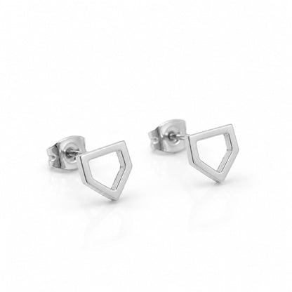 home plate shaped earrings in silver
