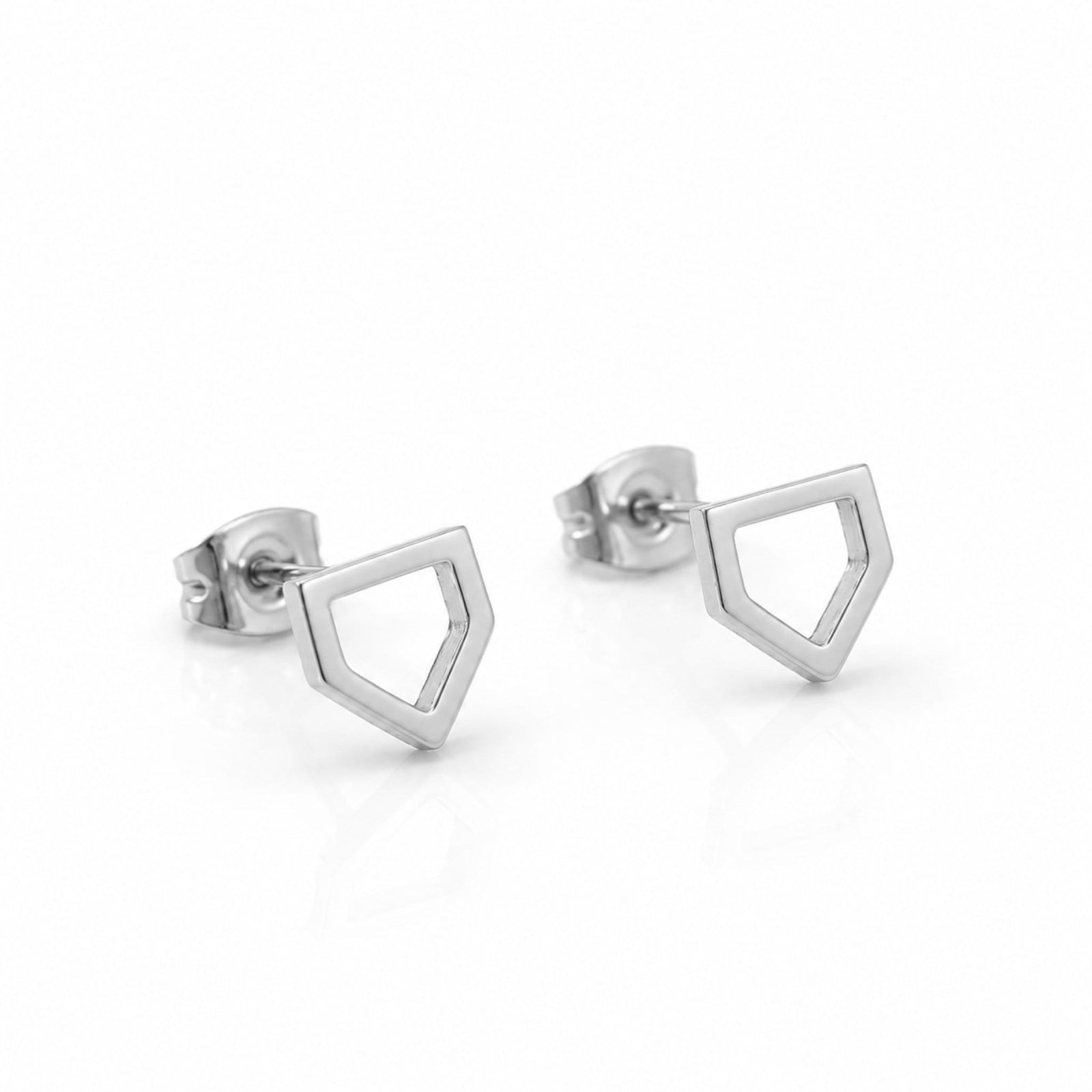 home plate shaped earrings in silver