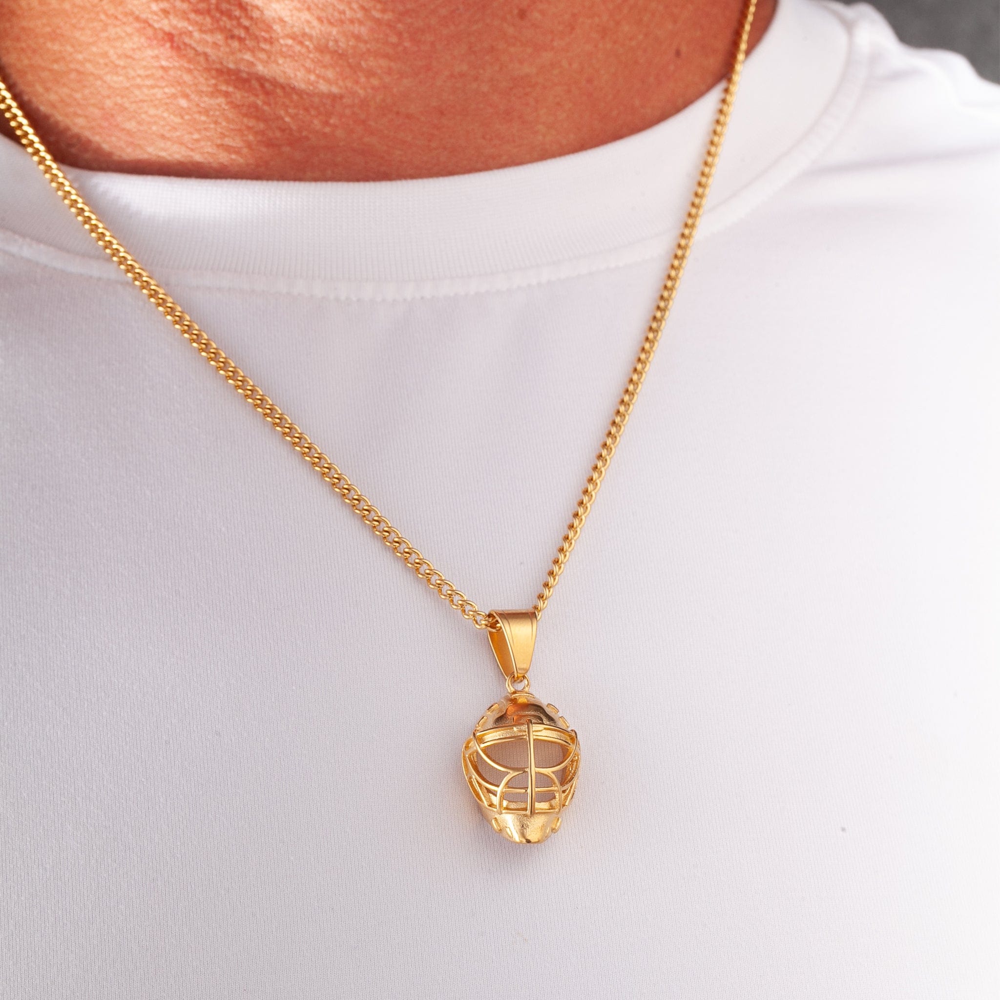 Hockey Goalie Mask Pendant - Gold