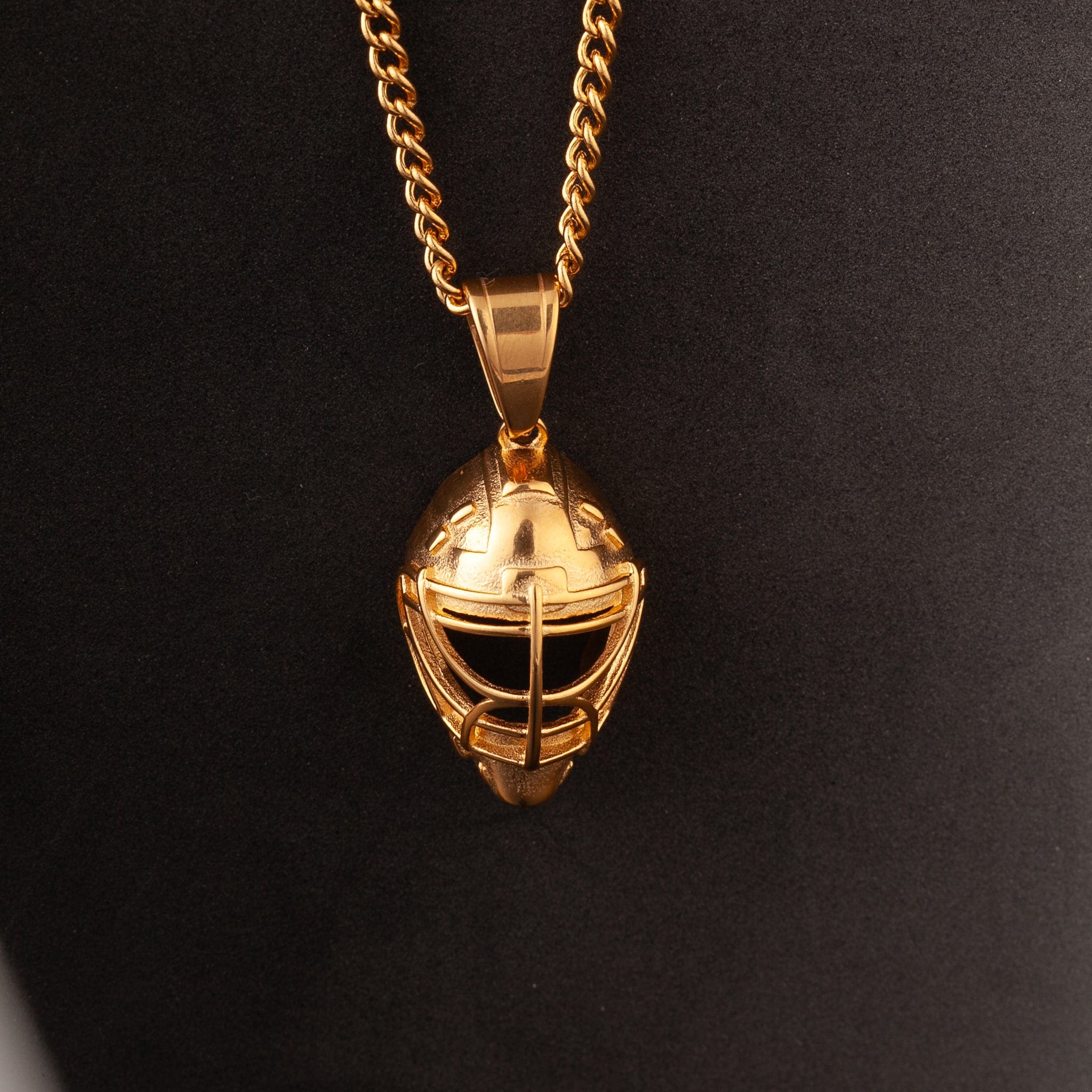 Hockey Goalie Mask Pendant - Gold