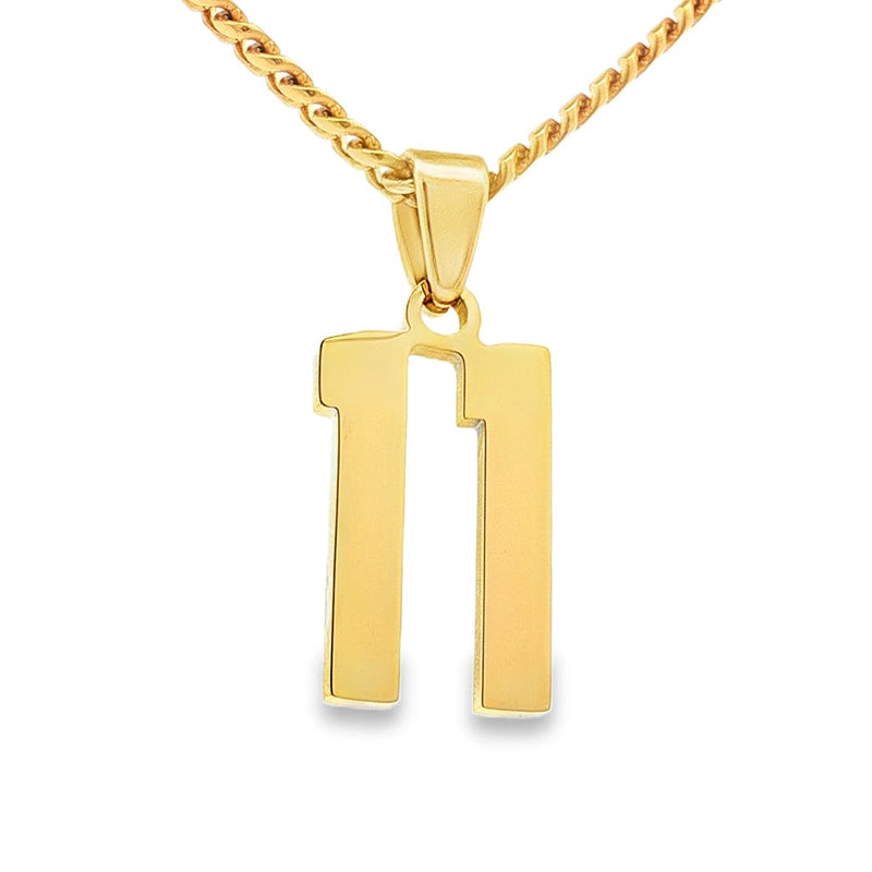 Gold Number 11 Pendant