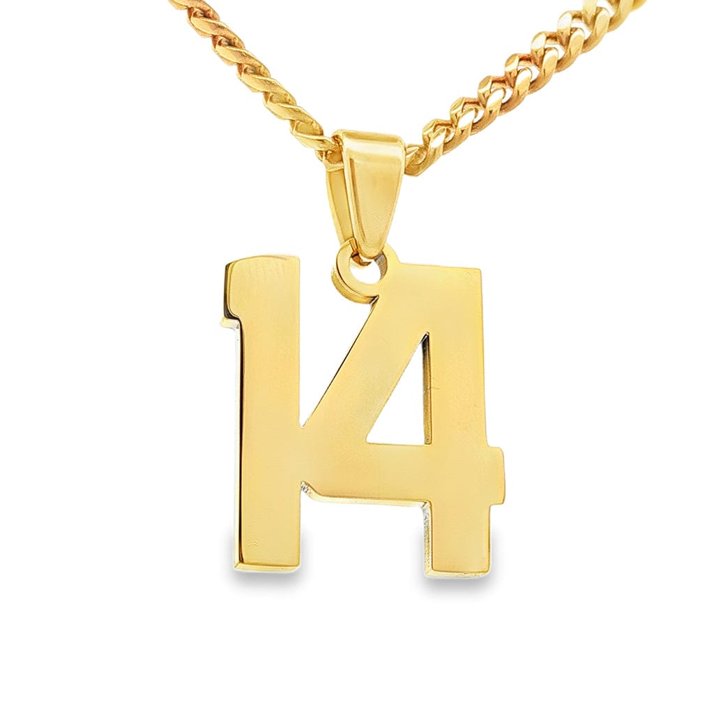 Gold Number 14 Pendant