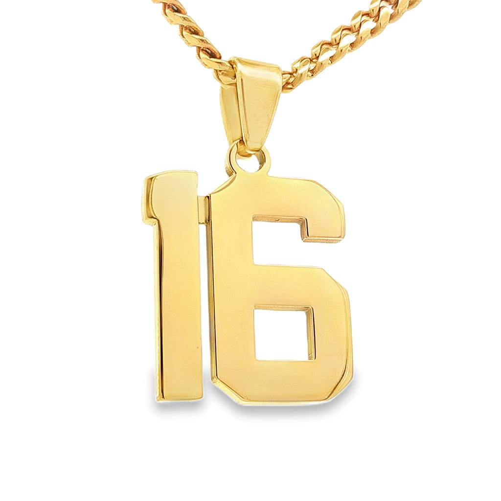 Gold Number 16 Pendant