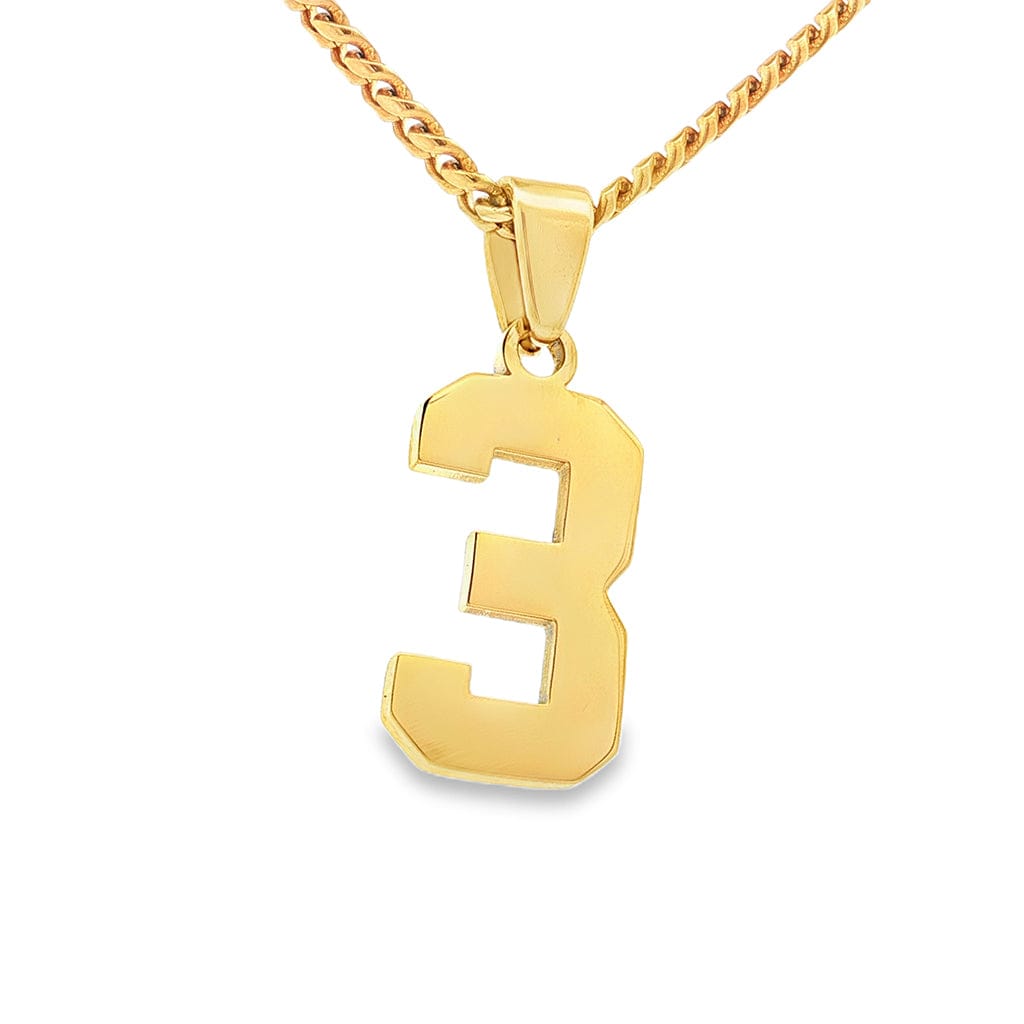 Gold Number 3 Pendant