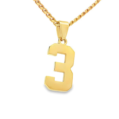 Gold Number 3 Pendant