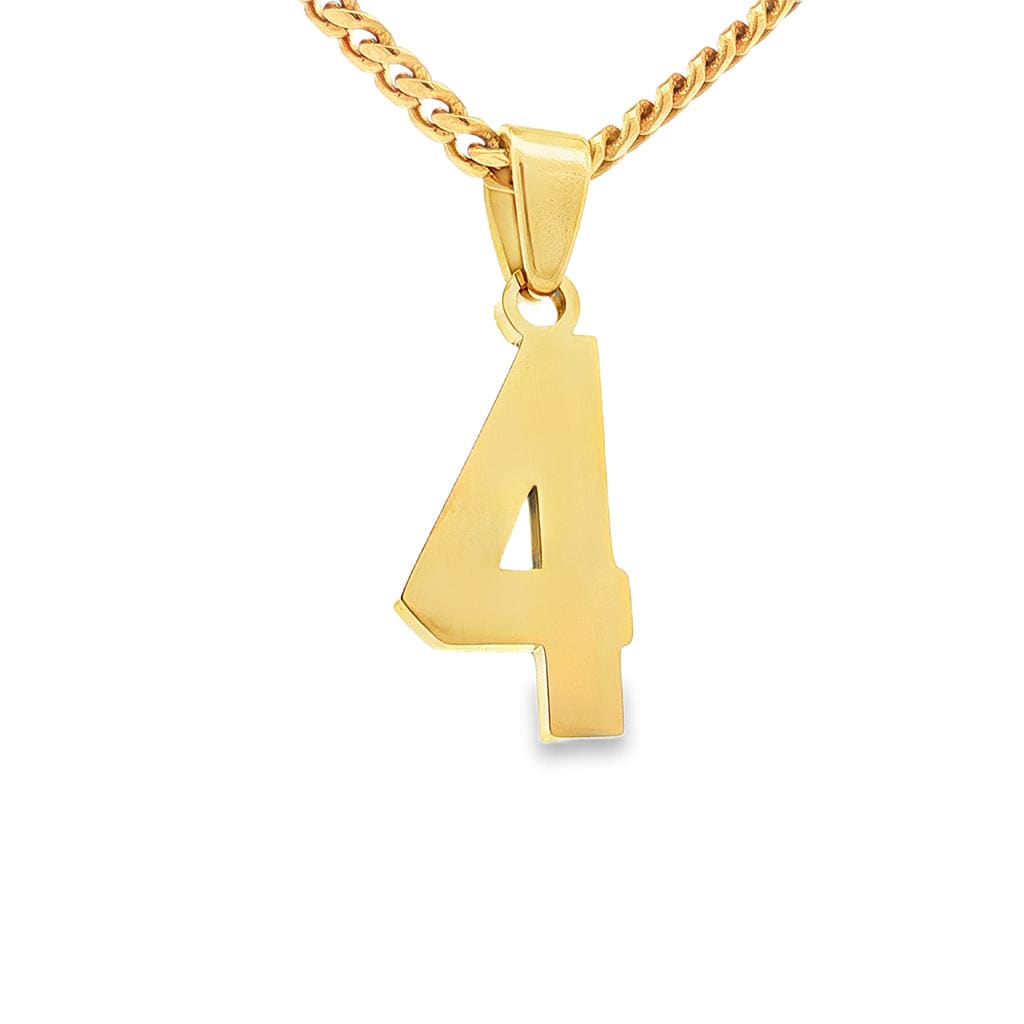 Gold Number 4 Pendant