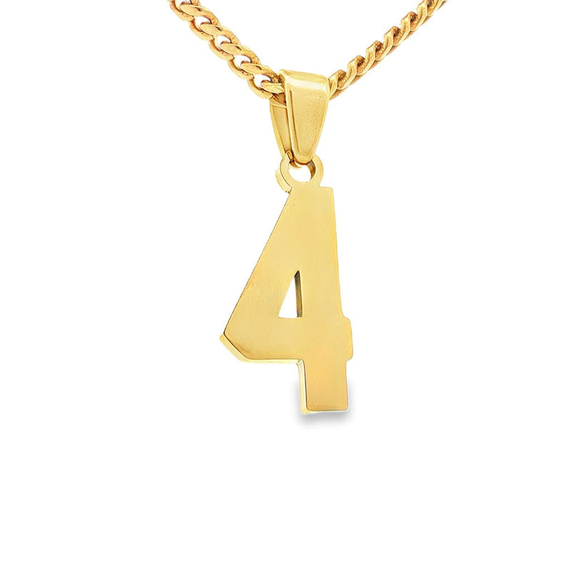 Gold Number 4 Pendant