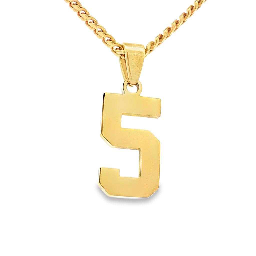 Gold Number 5 Pendant
