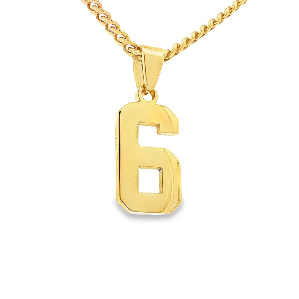 Gold Number 6 Pendant