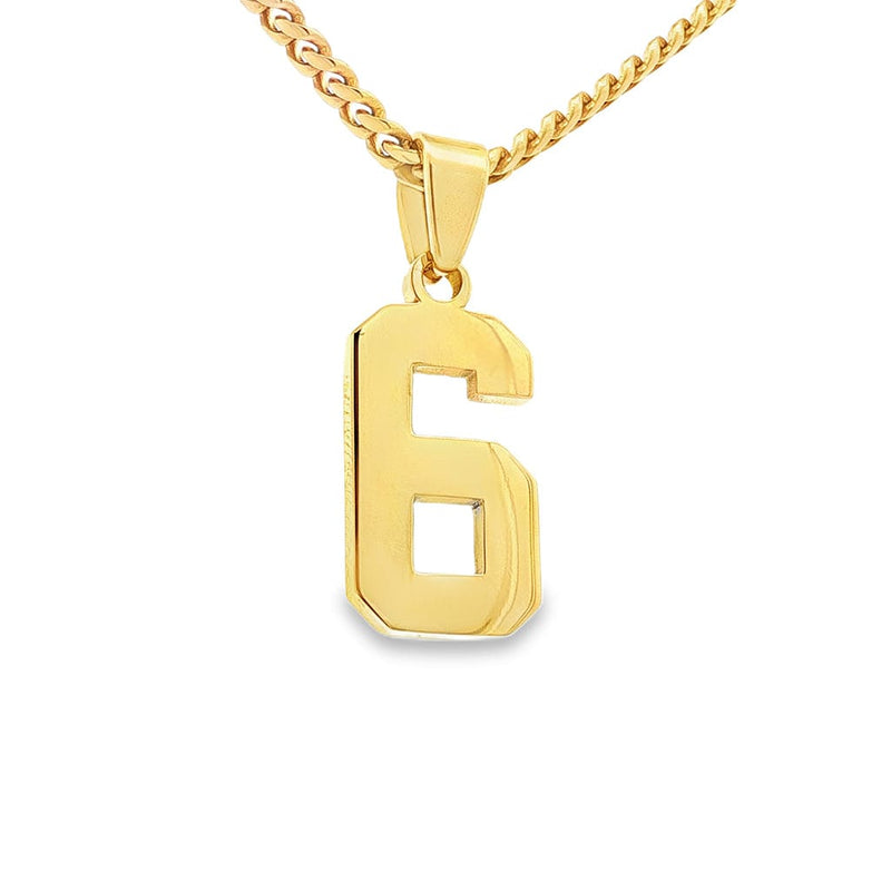 Gold Number 6 Pendant