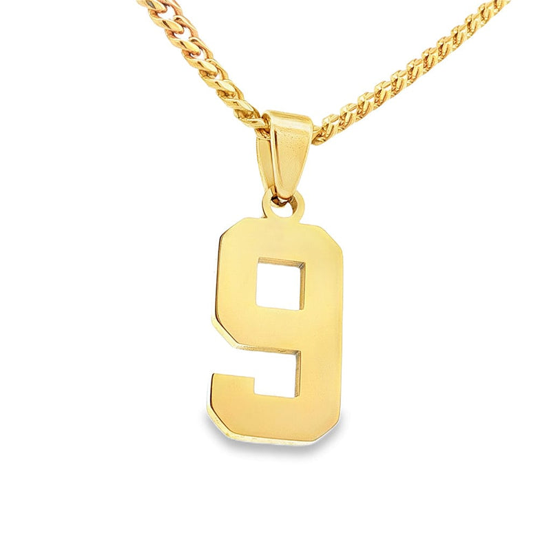 Gold Number 9 Pendant