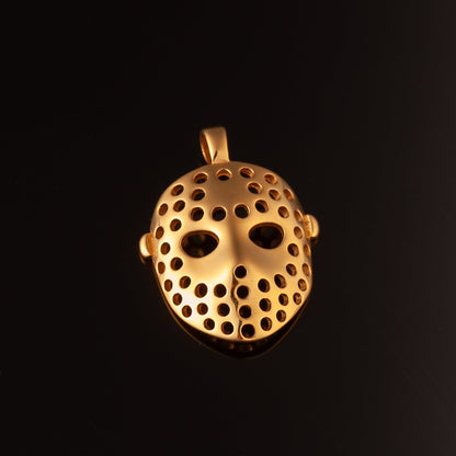Vintage Hockey Goalie Mask Pendant - Gold