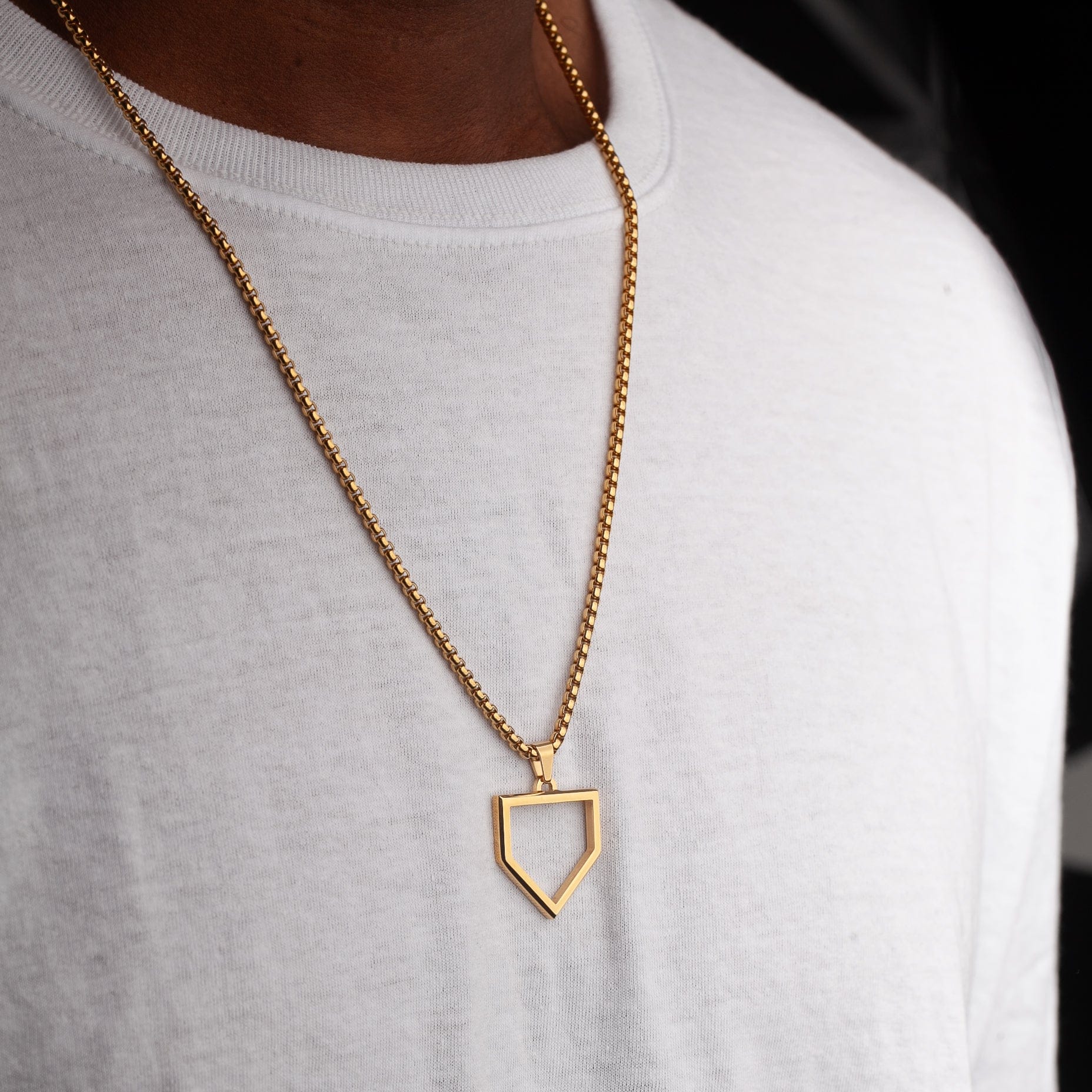 Gold Stainless Home Plate Pendant