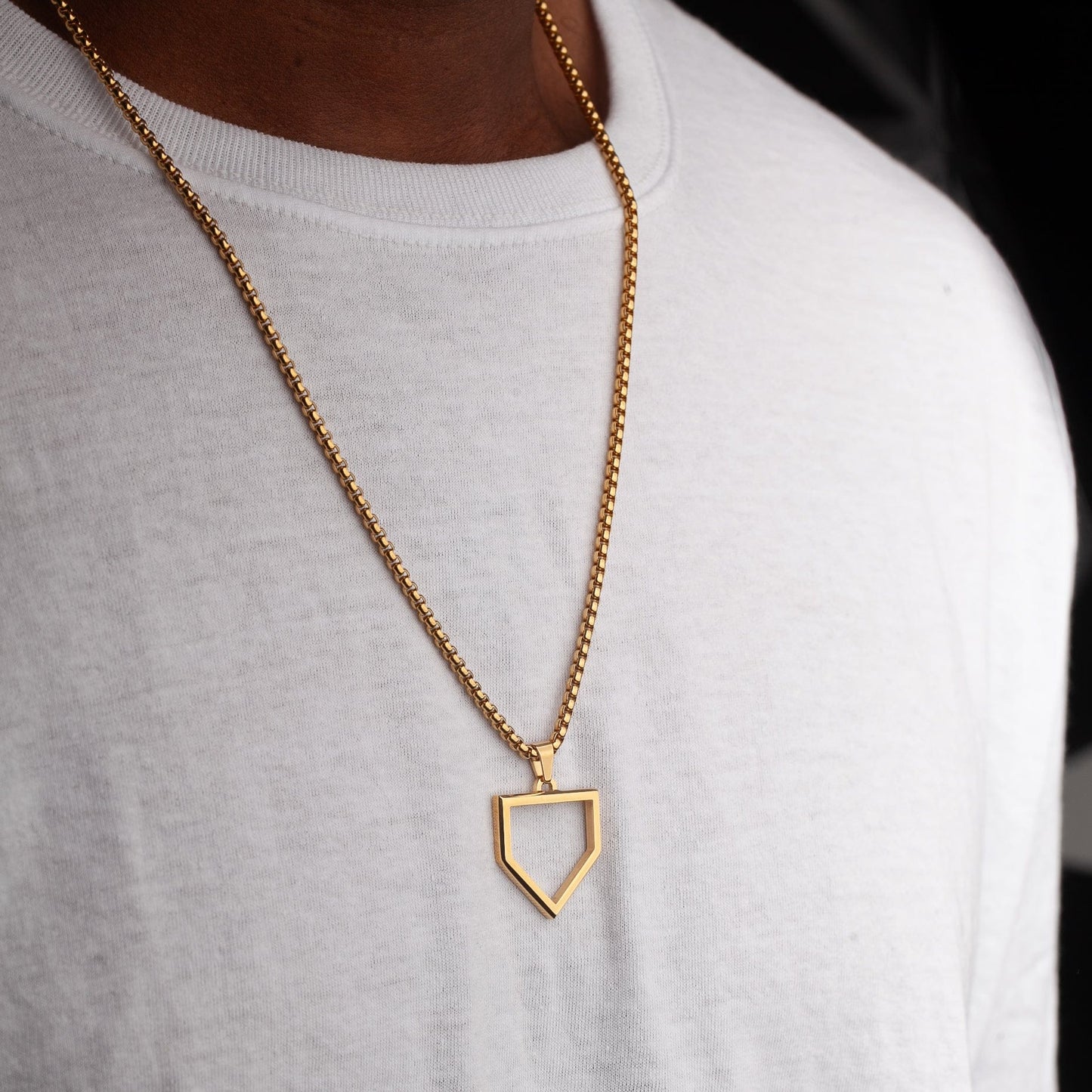 Gold Stainless Home Plate Pendant